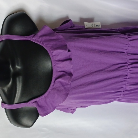 Faded Glory Purple Summer Dress Knee Length Fabric Knit Size L (12-14) New - Picture 2 of 6